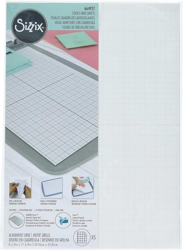 Sticky Grid Sheets, 8 1/4" x 11 5/8", 5 Pack