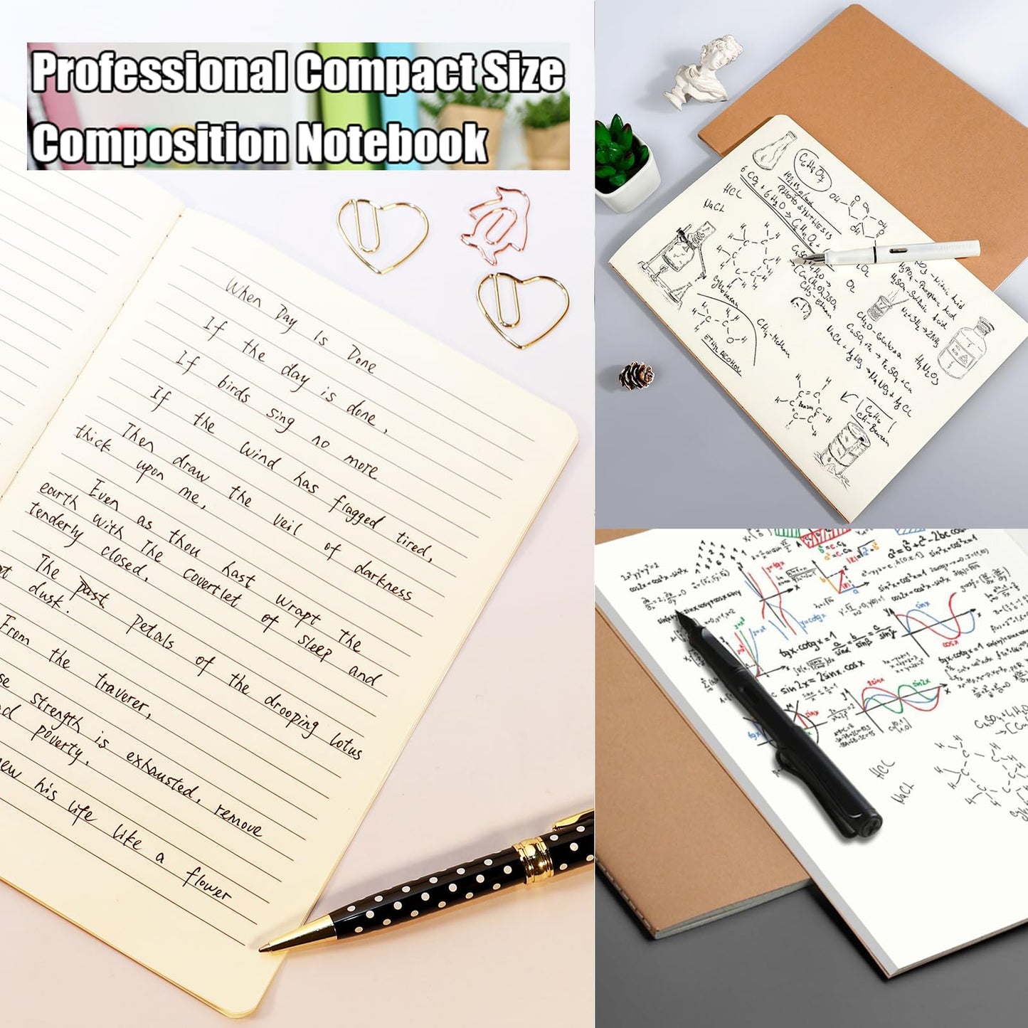 16 Kraft Notebooks for Writing and Sketching