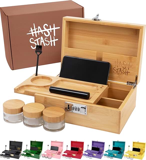 Large Bamboo Storage Box with Lock and Accessories