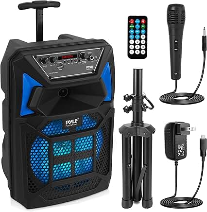 Portable Bluetooth PA Speaker with Microphone and Lights