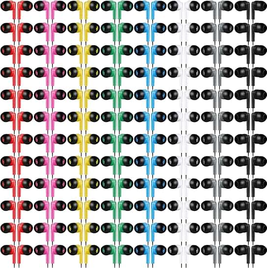 160 Pack of Bright Color Wired Earbuds for Kids