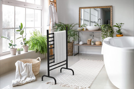 Solo SAFSMB-24 Freestanding 24" Wide 10-Bar Plug-in Towel Warmer in Matte Black