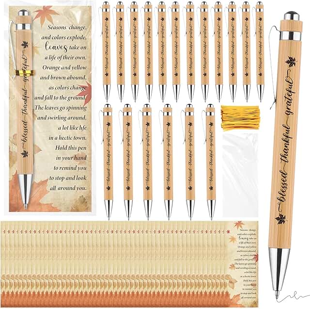 60 Thanksgiving Pen Sets with Greeting Cards for Adults