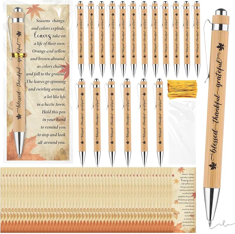 60 Thanksgiving Pen Sets with Greeting Cards for Adults