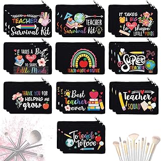 6 Pack Teacher Gift Makeup Bags for Back to School