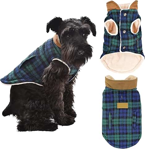 Warm Scottish Green Plaid Dog Winter Coat