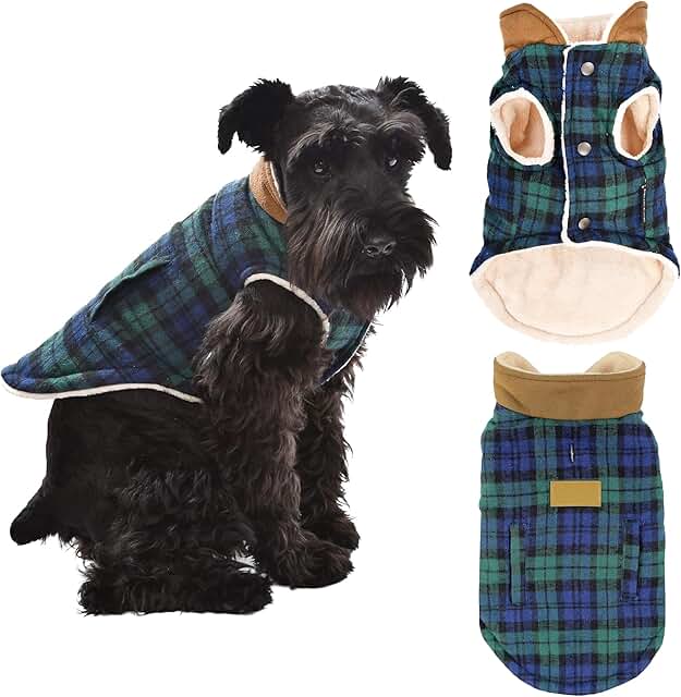 Warm Scottish Green Plaid Dog Winter Coat