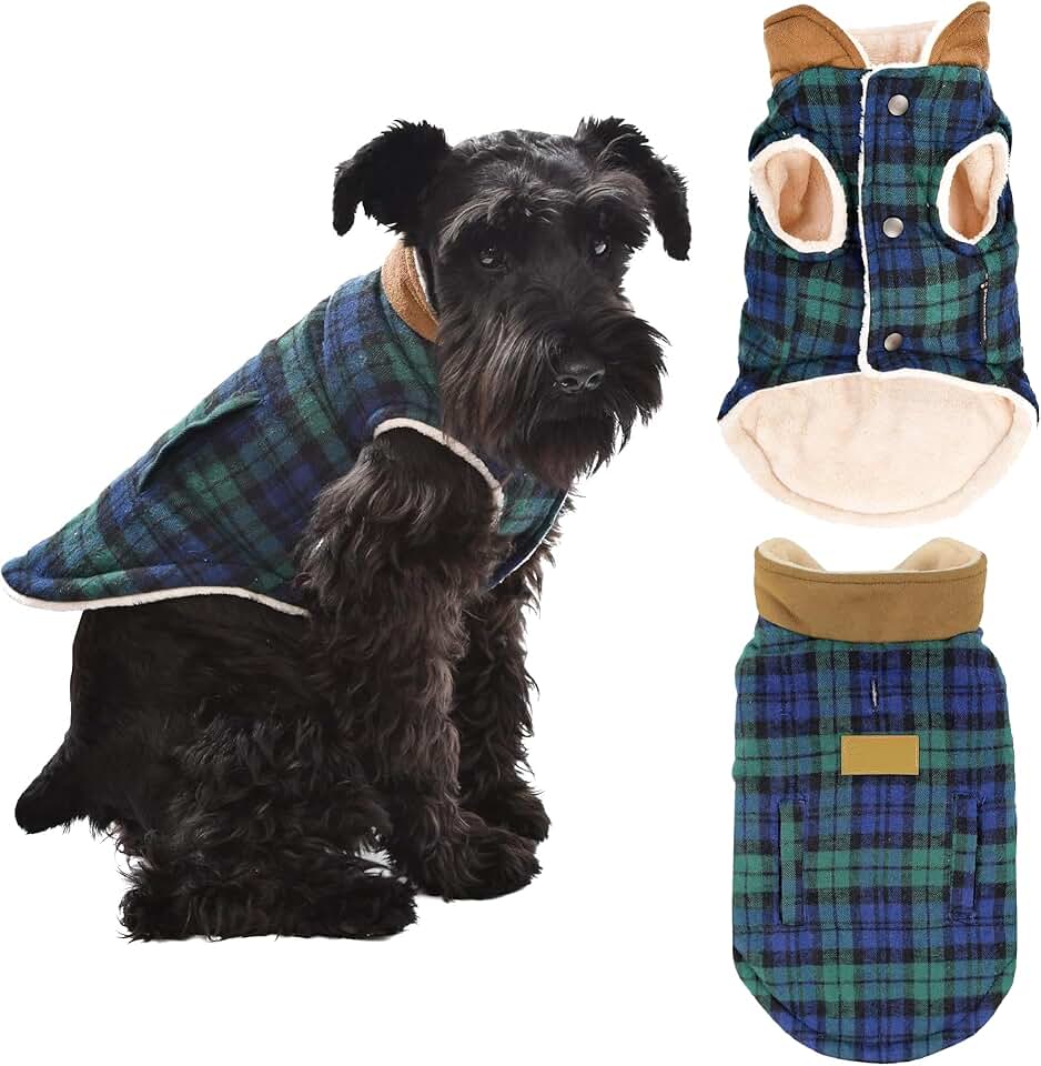 Warm Scottish Green Plaid Dog Winter Coat