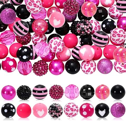 Pink and black bubblegum beads for jewelry making