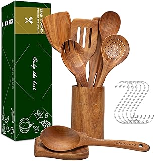 9-Piece Natural Teak Wooden Cooking Utensil Set