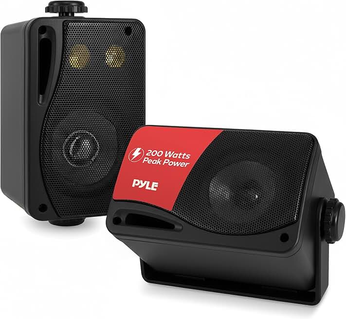 3-Way Indoor and Outdoor Wall Mount Speakers, 200W, Black
