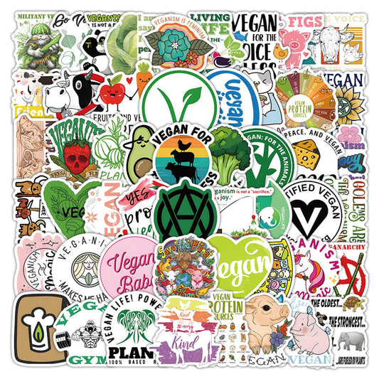 105 Vegan Stickers for Water Bottles and Laptops