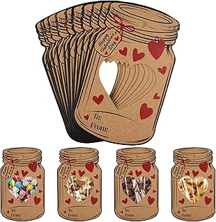 60 Valentines Day Cards with Mason Jar Design
