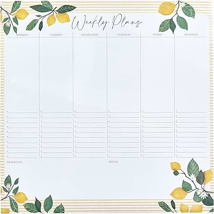 Undated Weekly Desktop Calendar with Lemons Print