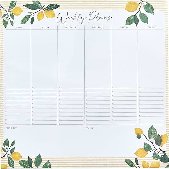 Undated Weekly Desktop Calendar with Lemons Print