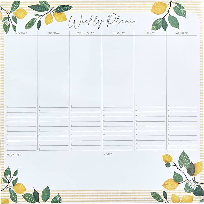 Undated Weekly Desktop Calendar with Lemons Print
