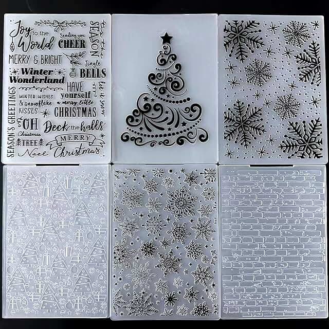 Set of 6 Christmas Embossing Folders for Card Making