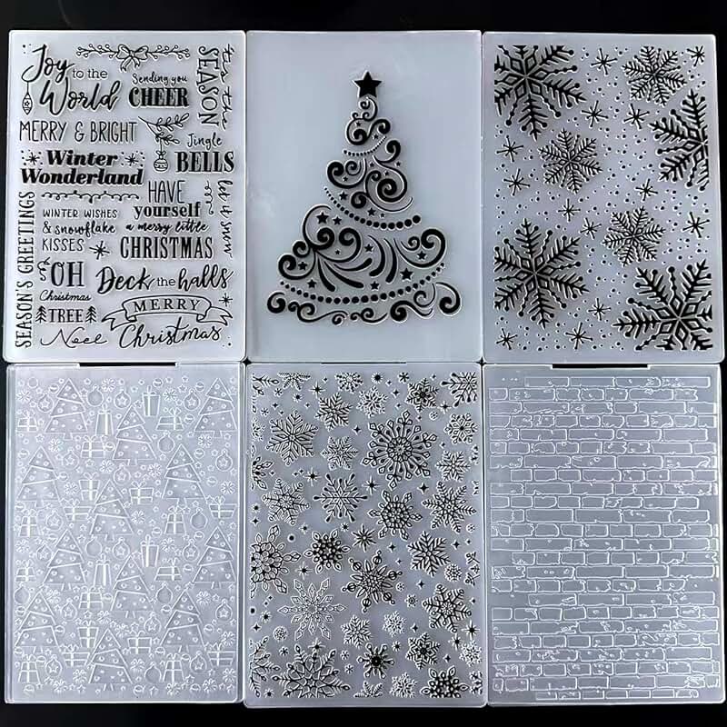Set of 6 Christmas Embossing Folders for Card Making