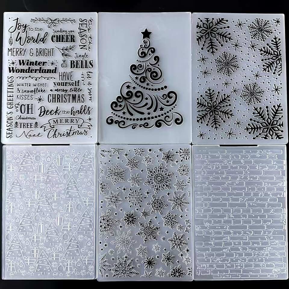Set of 6 Christmas Embossing Folders for Card Making