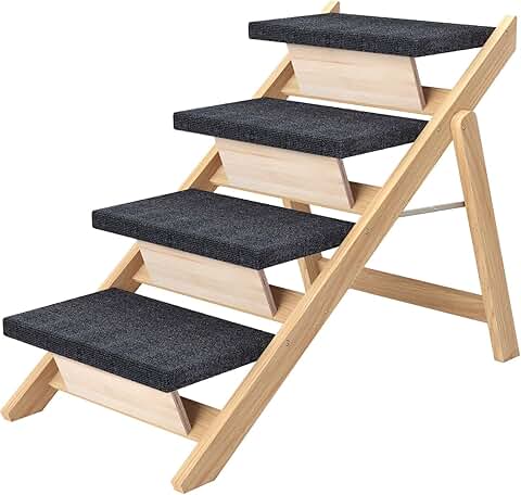 Large Dog Steps for Bed, Couch, Car, 4-Step Foldable Ramp