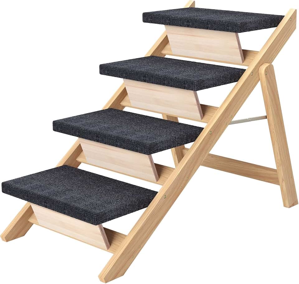 Large Dog Steps for Bed, Couch, Car, 4-Step Foldable Ramp