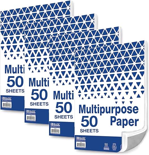 Blank White Printer Paper, 8.5 x 11 inches, 50 sheets