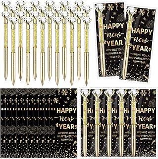 50 Happy New Year Party Favor Sets with Pens, Cards, and Ties