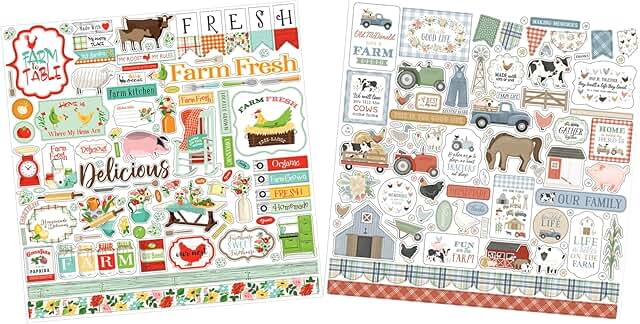 Farm Animal and Tractor Stickers for Scrapbooking