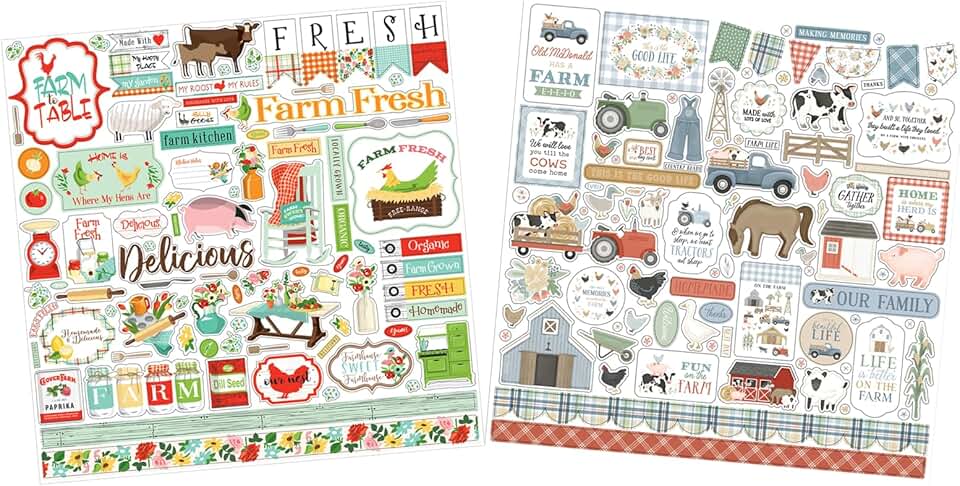 Farm Animal and Tractor Stickers for Scrapbooking