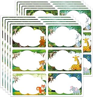 Colorful Animal Print Jungle Name Tags for Classroom, 180 Pieces