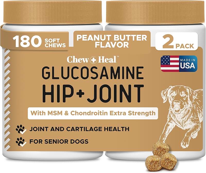 Dog Glucosamine Chews for Joint Health, 180 Count