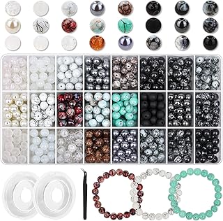 840pcs 8mm Round Glass Beads in 24 Colors for Jewelry Making