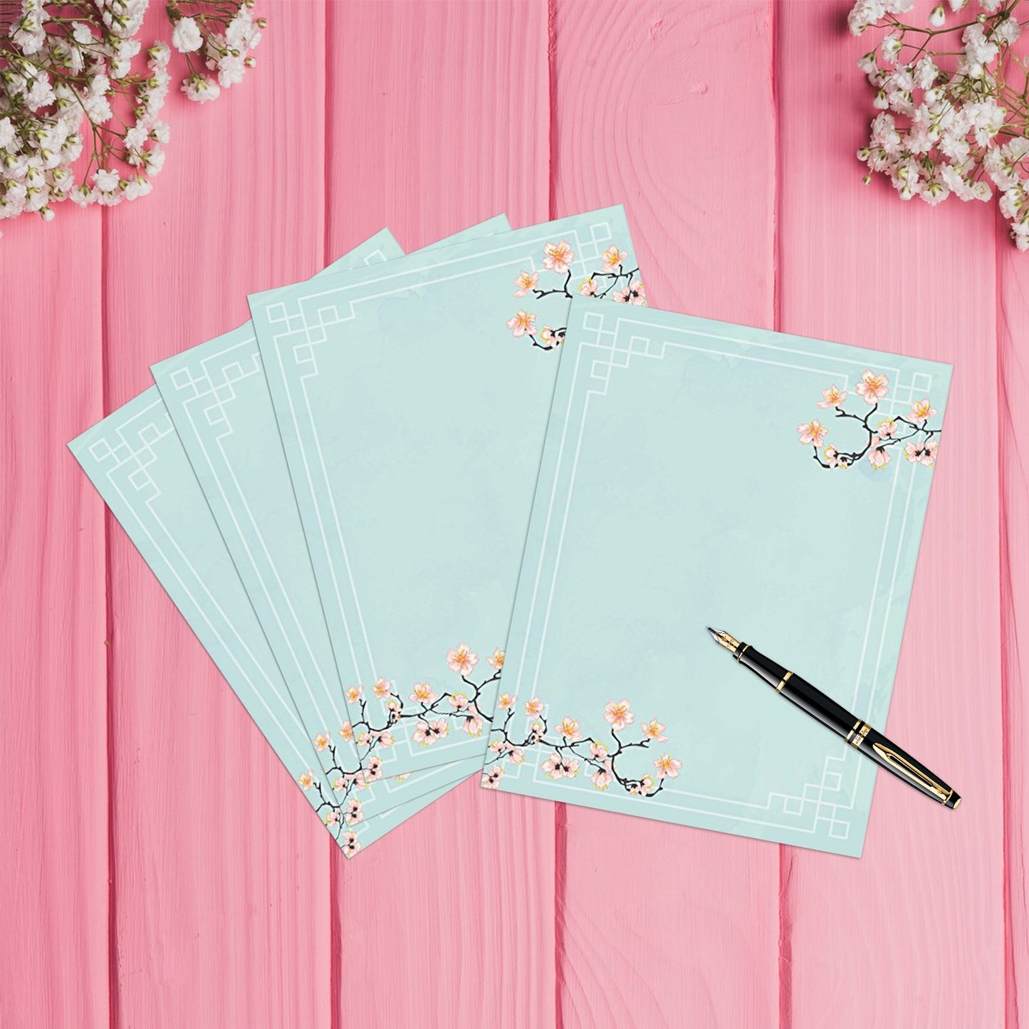 100 Floral Design Stationery Sheets for Notes or Letters