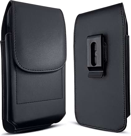 Vertical Cell Phone Belt Holster with Clip and ID Pouch