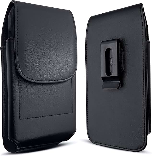 Vertical Cell Phone Belt Holster with Clip and ID Pouch