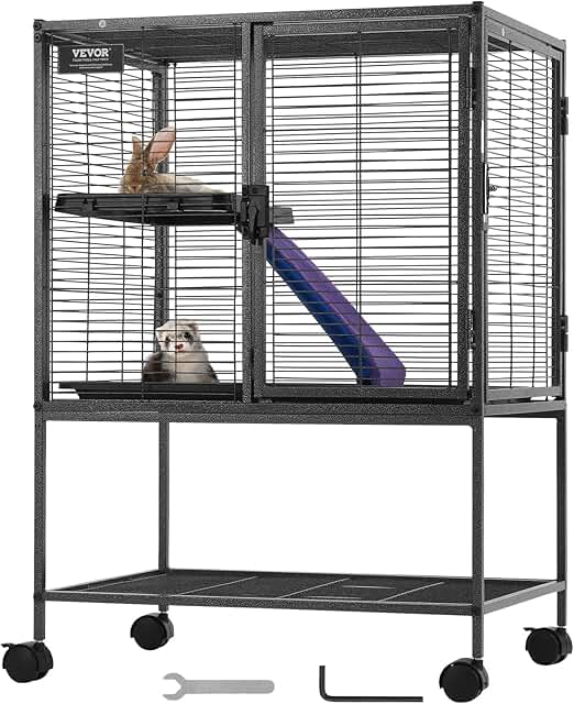 Large 2-Tier Metal Cage for Small Pets