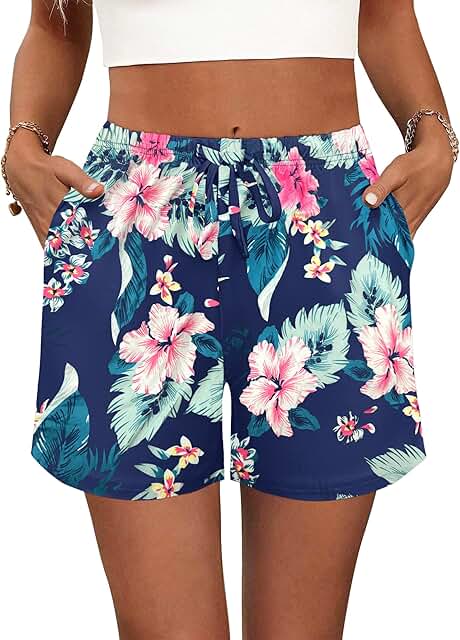 Soft Women's Lounge Shorts with Pockets, Drawstring, S-XXL