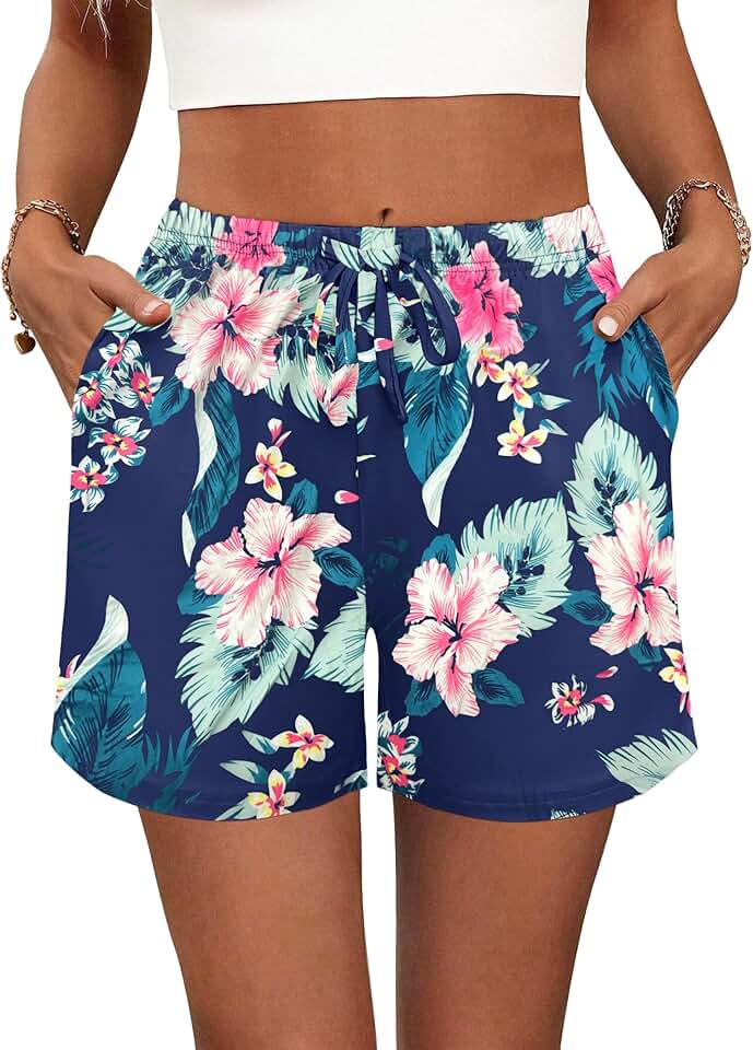Soft Women's Lounge Shorts with Pockets, Drawstring, S-XXL