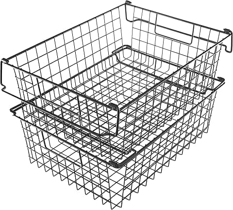 Large Stackable Wire Storage Baskets, 16"x12"