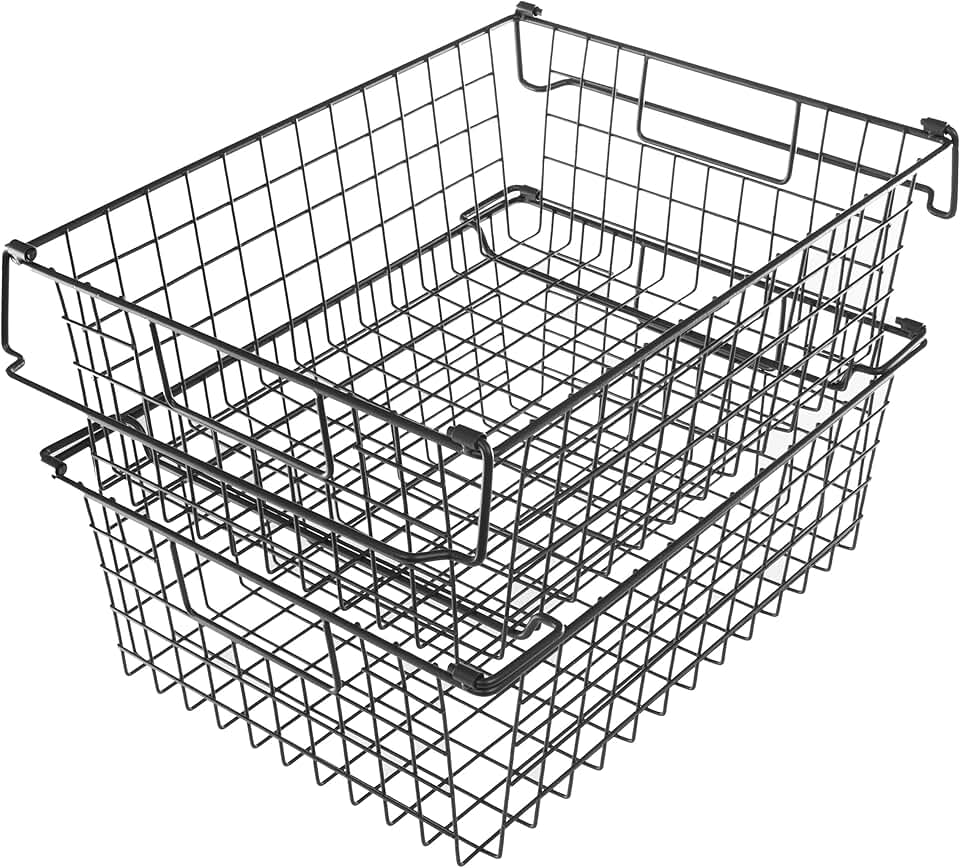 Large Stackable Wire Storage Baskets, 16"x12"