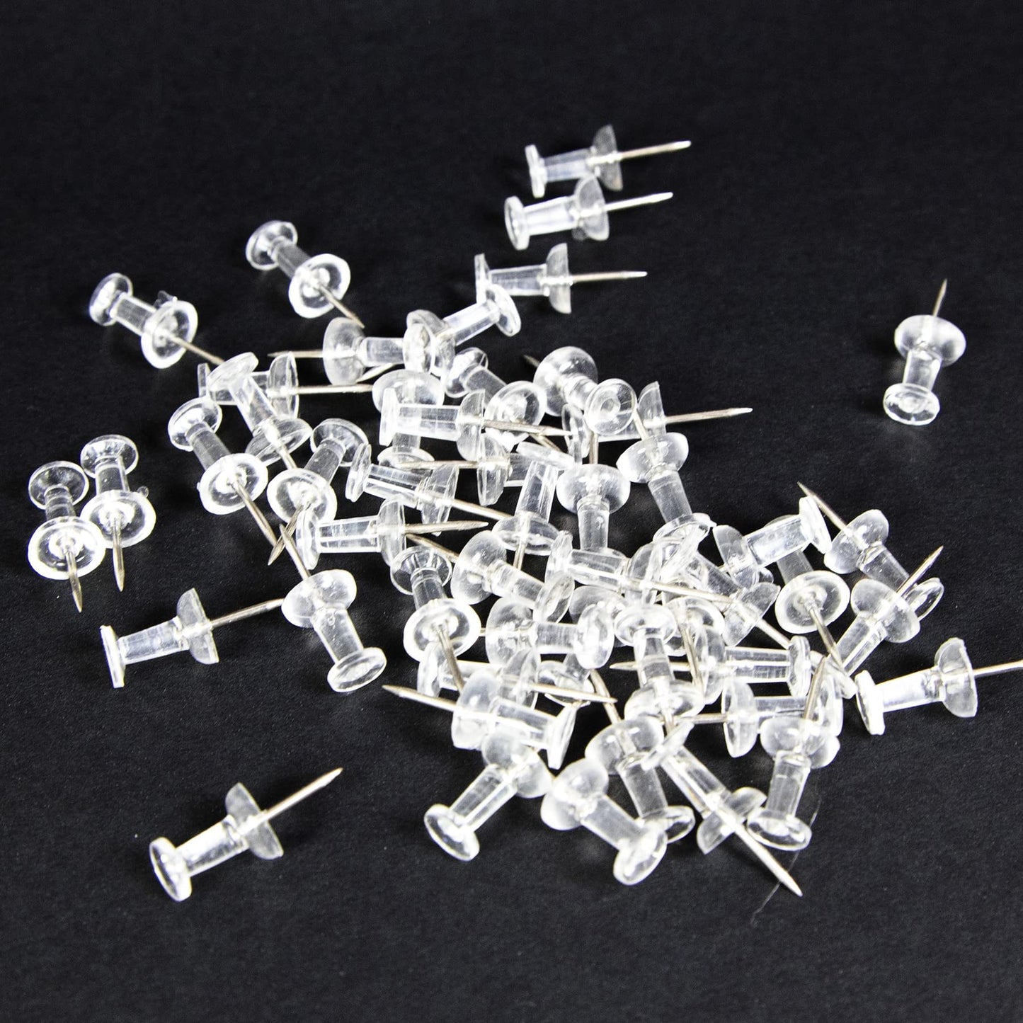 Clear push pins, 100 per pack