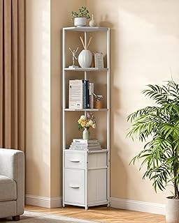Tall 6-Tier Corner Shelf with Drawers for Living Room