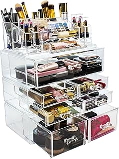 Acrylic Makeup and Jewelry Storage with Interlocking Drawers