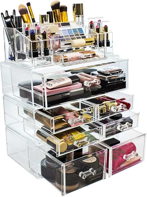 Acrylic Makeup and Jewelry Storage with Interlocking Drawers