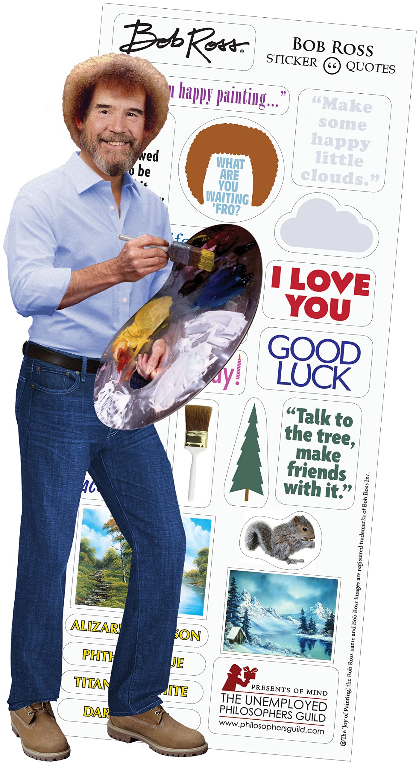 Bob Ross quote greeting card and sticker sheet