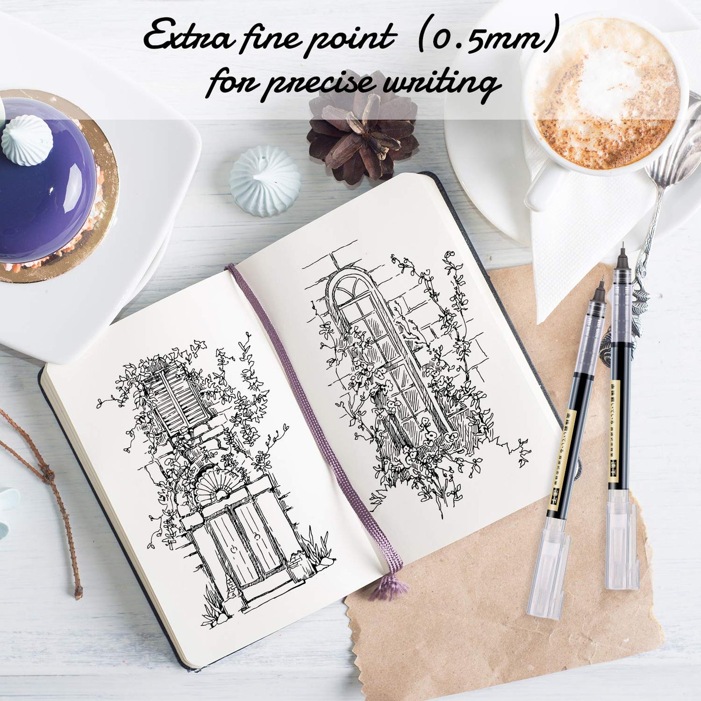 12 Fine Point Black Liquid Ink Pens