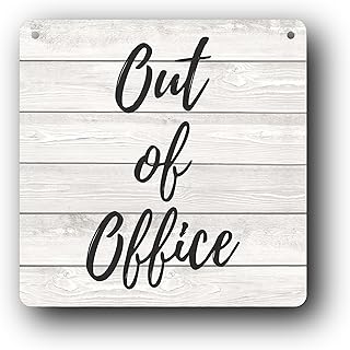 White Wood Effect Out of Office Sign, 145x145mm