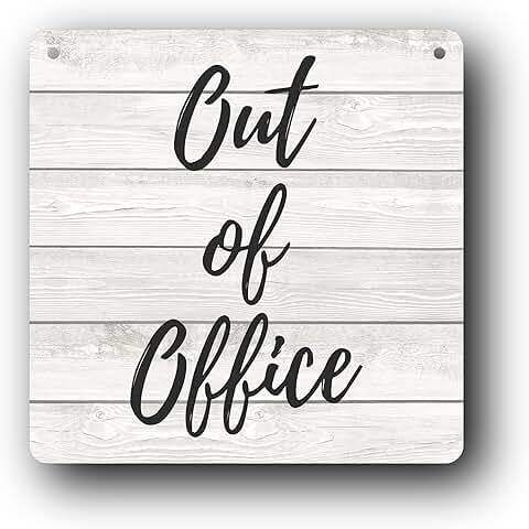 White Wood Effect Out of Office Sign, 145x145mm