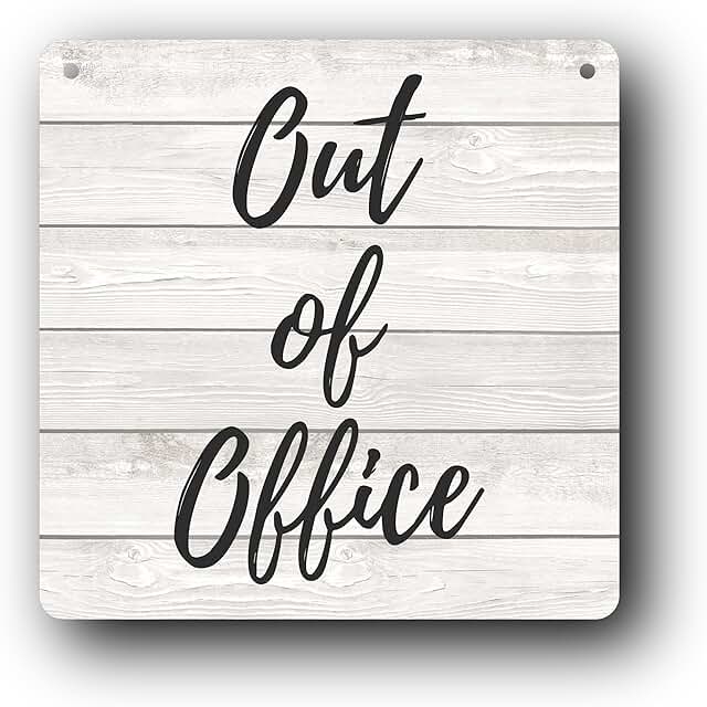 White Wood Effect Out of Office Sign, 145x145mm