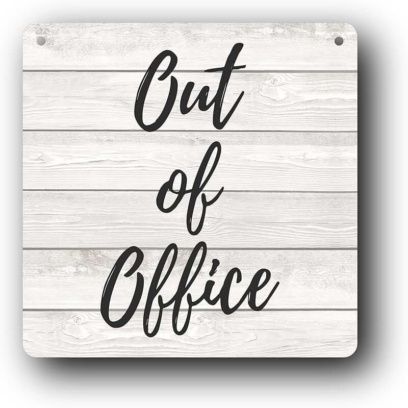 White Wood Effect Out of Office Sign, 145x145mm